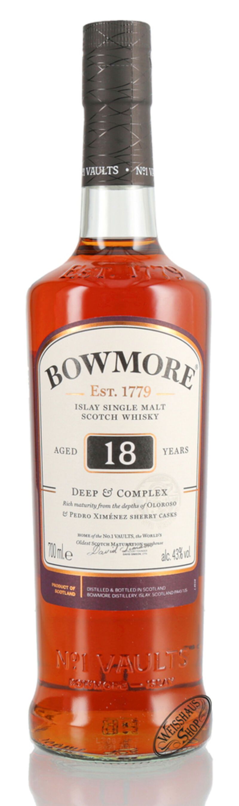 Bowmore 18 YO Islay Single Malt Whisky 43% vol. 0,70l B-Ware