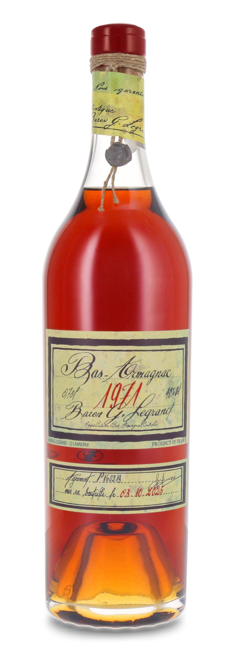 Lhéraud Baron Gaston Legrand 1971 Bas Armagnac 40% vol. 0,70l