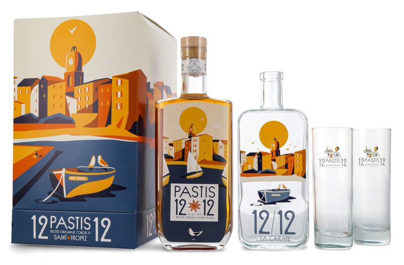 Pastis de Saint Tropez 12/12 "La Caraffe" Geschenk-Set 45% vol. 0,70l