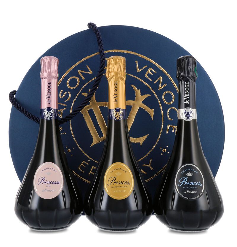 De Venoge Princes Champagner Coffret Chapeau 12% vol. 3 x 0,75l Geschenk-Set