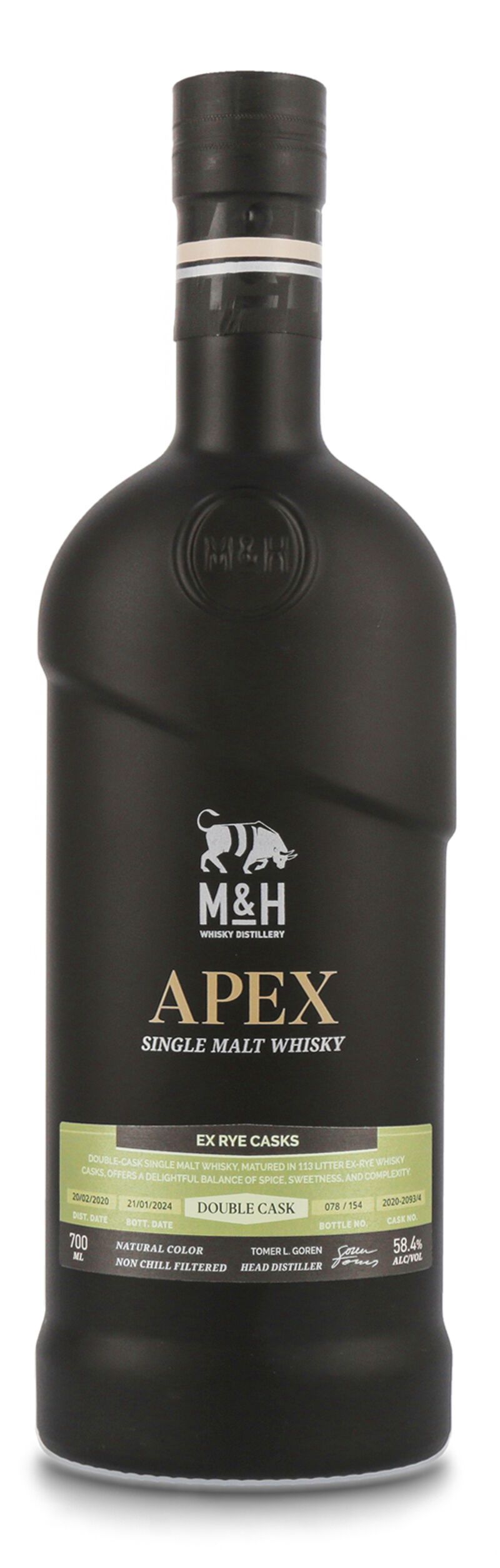 M&H APEX Black Ex Rye Double Cask Whisky 58,4% vol. 0,70l