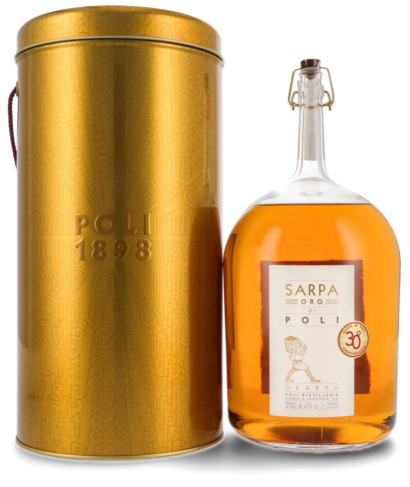 Poli Grappa Sarpa Oro di Barrique Big Mama 40% vol. 3,0l Doppelmagnum Poli Grappa Sarpa Oro di Barrique Big Mama 40% vol. 3,0l Doppelmagnum