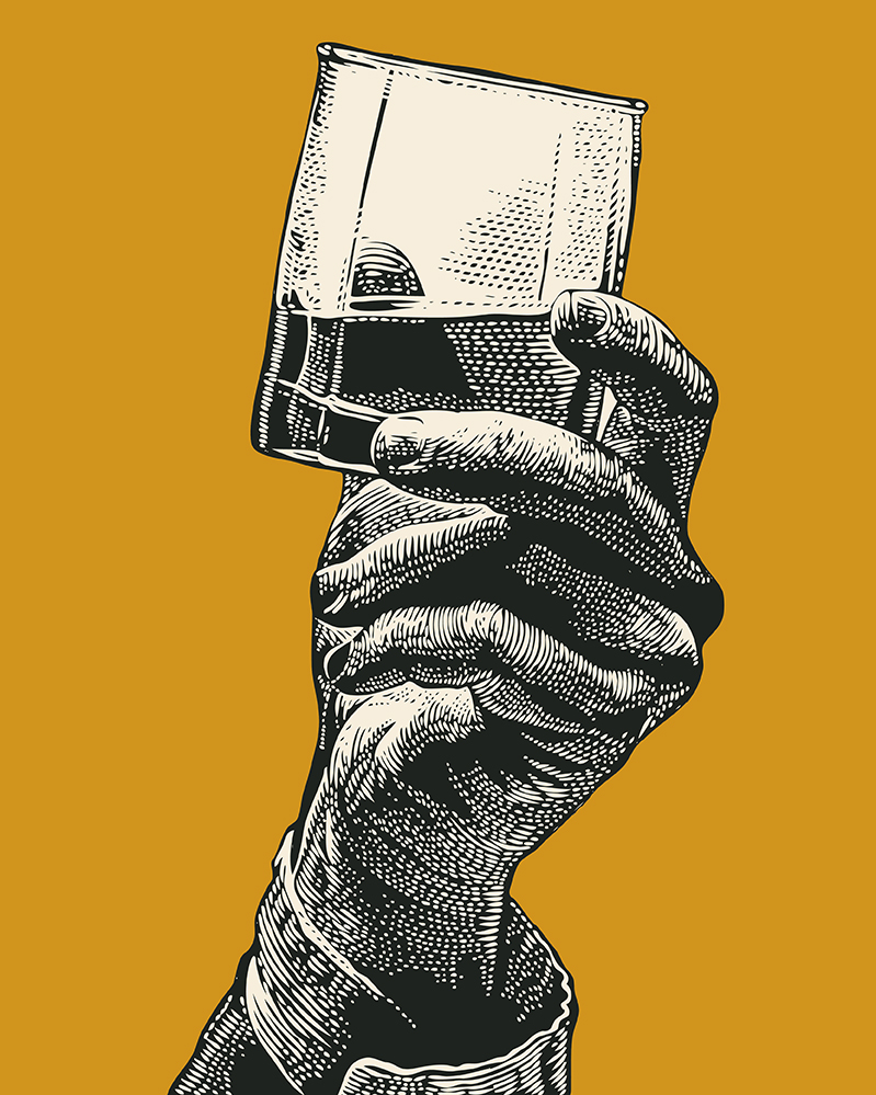 Whisky in der Hand