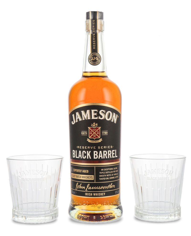 Jameson Black Barrel Irish Whiskey Geschenk-Set 40% vol. 0,70l