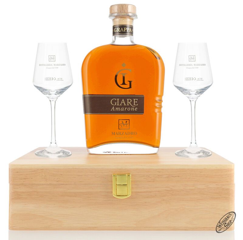 Marzadro Grappa Le Giare Amarone Geschenk-Set 41% vol. 0,70l