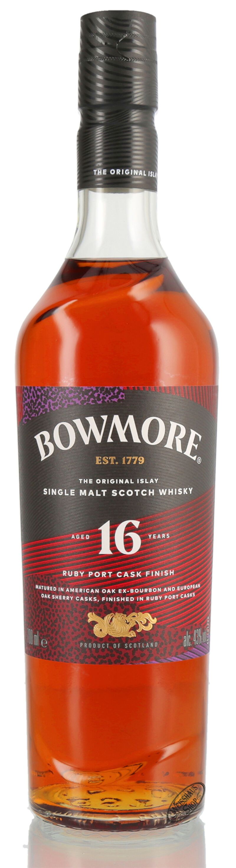 Bowmore 16 YO Ruby Port Cask Finish Islay Whisky 43% vol. 0,70l