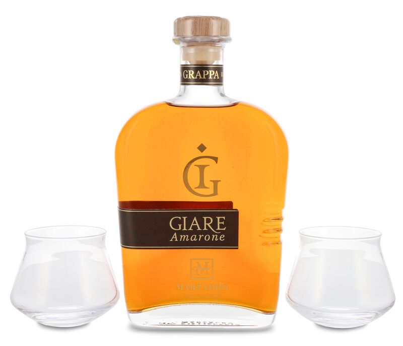Marzadro Grappa Le Giare Amarone Geschenk-Set 41% vol. 0,70l