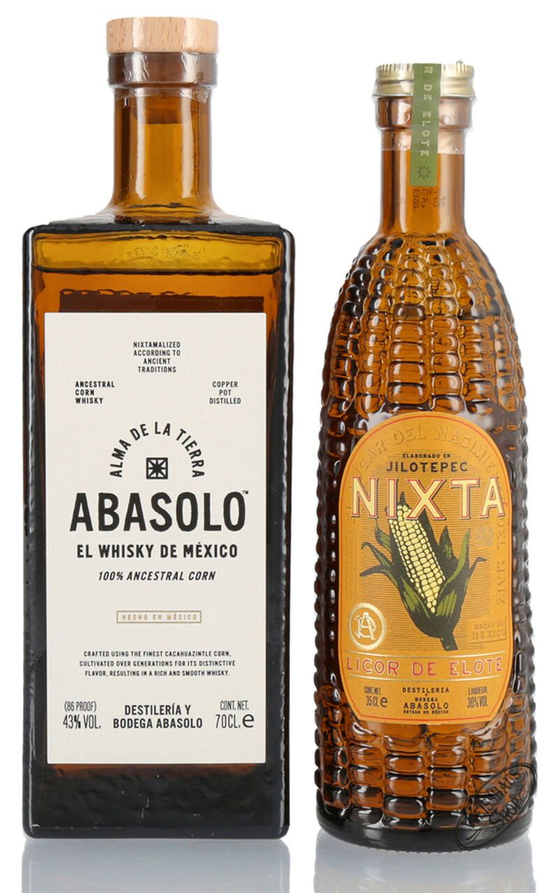 Abasolo Nixta Mexican Corn Whisky Geschenk-Set 1,05l B-Ware