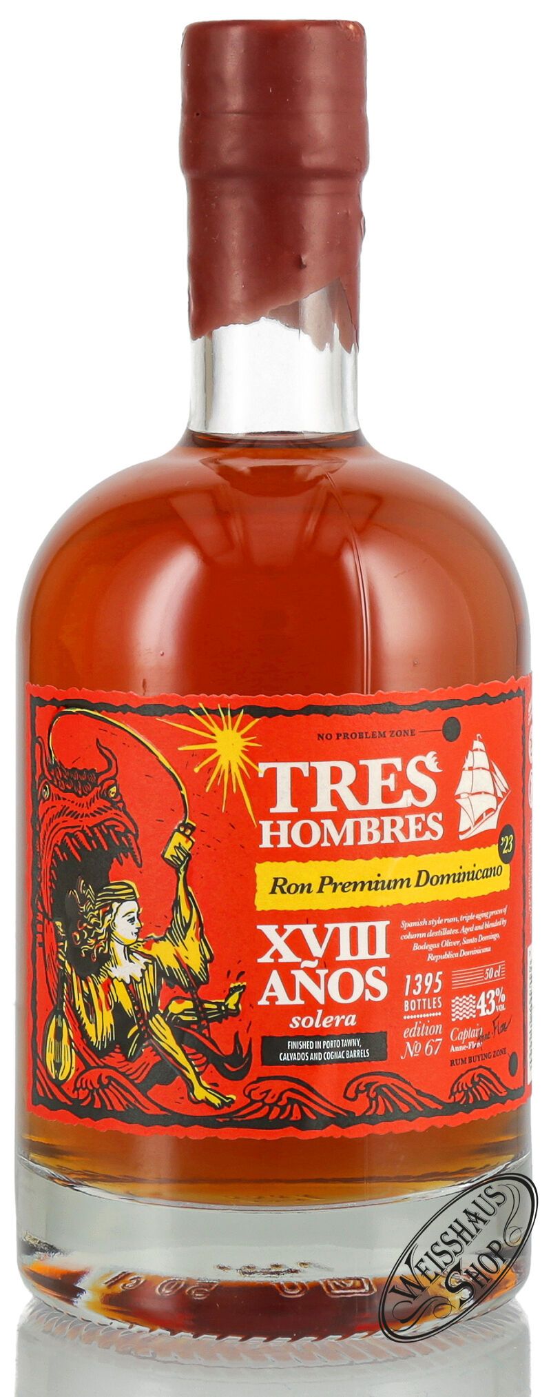 Tres Hombres Republica Dominicana 18 YO Rum 43% vol. 0,50l