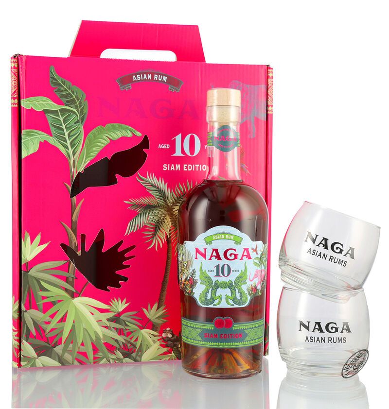Naga 10 YO Siam Limited Edition Indochinese Rum Geschenk-Set 40% vol. 0,70l