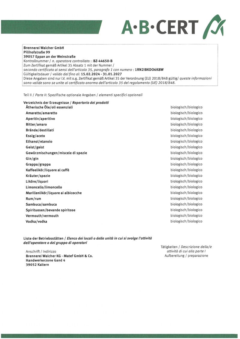 Walcher BIO Pistazien Cream Likör 17% vol. 0,50l Walcher BIO Pistazien Cream Likör 17% vol. 0,50l