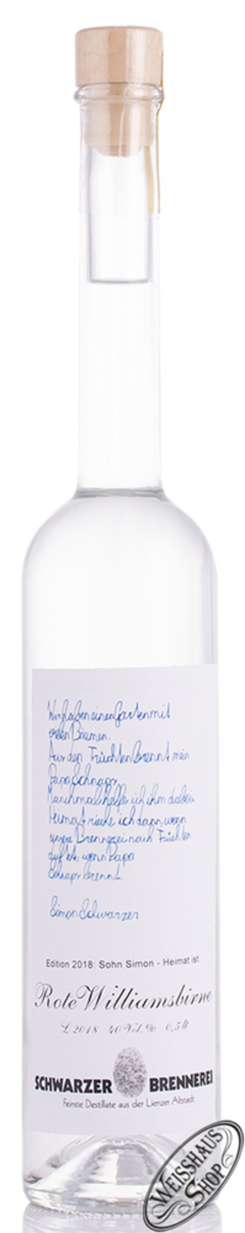 Schwarzer Rote Williamsbirne Edelbrand 40% vol. 0,50l Schwarzer Rote Williamsbirne Edelbrand 40% vol. 0,50l