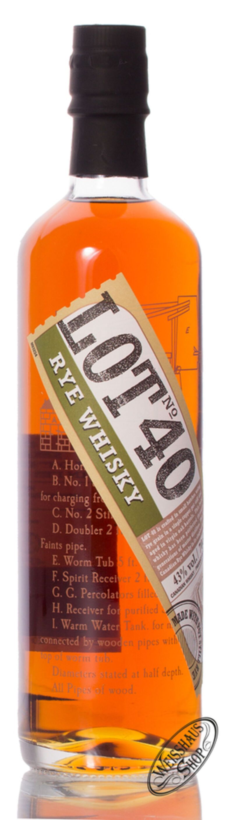 LOT No. 40 Canadian Rye Whisky 43% vol. 0,70l