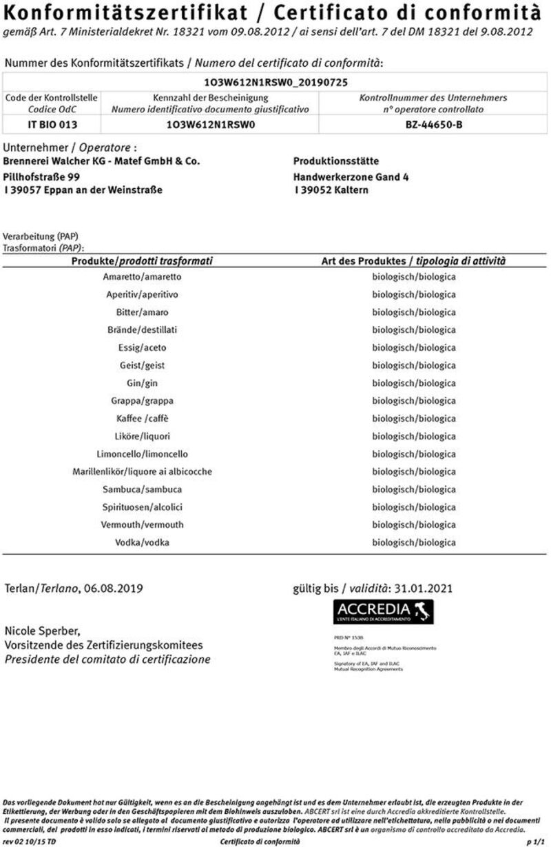 Walcher Arancello Blutorangenlikör 25% vol. 0,50l Walcher Arancello Blutorangenlikör 25% vol. 0,50l
