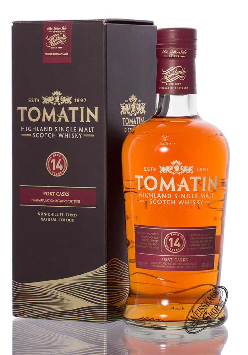Tomatin 14 YO Port Wood Finish Whisky 46% vol. 0,70l Tomatin 14 YO Port Wood Finish Whisky 46% vol. 0,70l