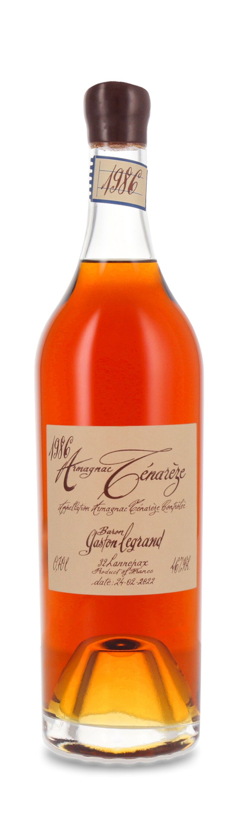 Lhéraud Tenareze Baron Gaston Legrand 1986 Armagnac 46% vol. 0,70l
