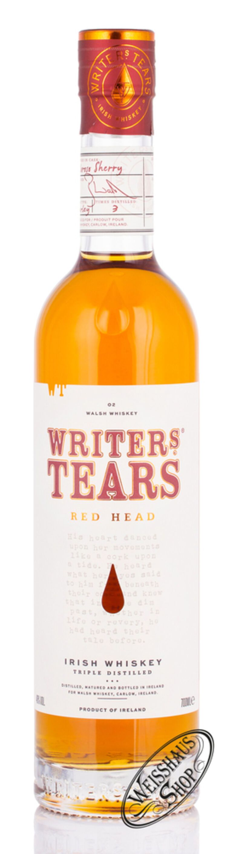Writer's Tears Red Head Irish Whiskey 46% vol. 0,70l
