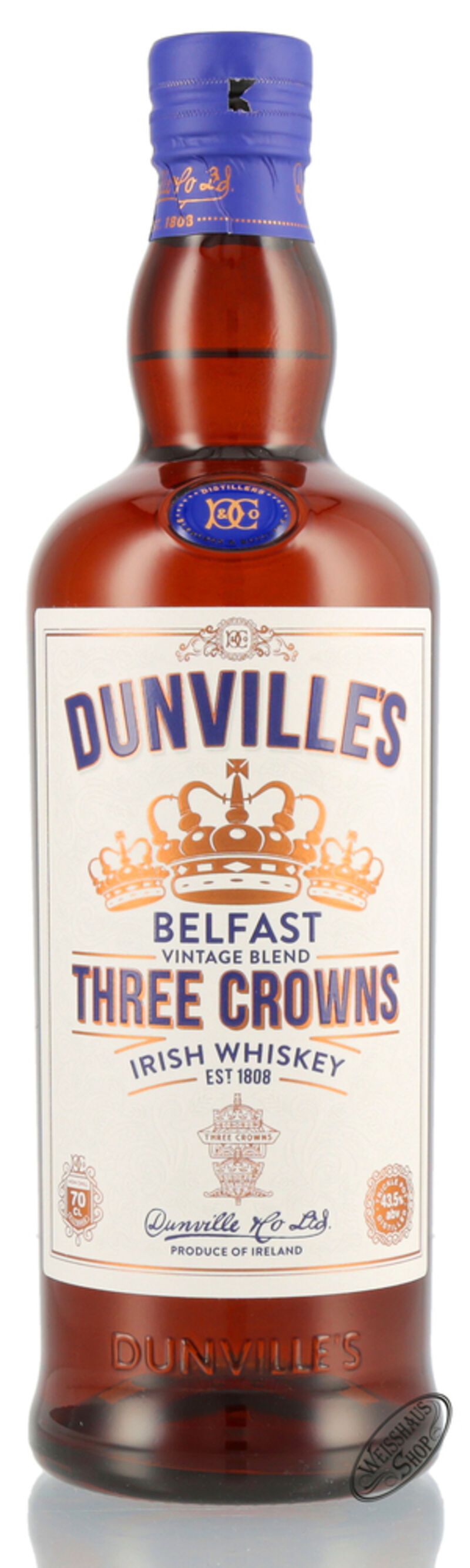 Dunville's Three Crowns Irish Whiskey 43,5% vol. 0,70l B-Ware