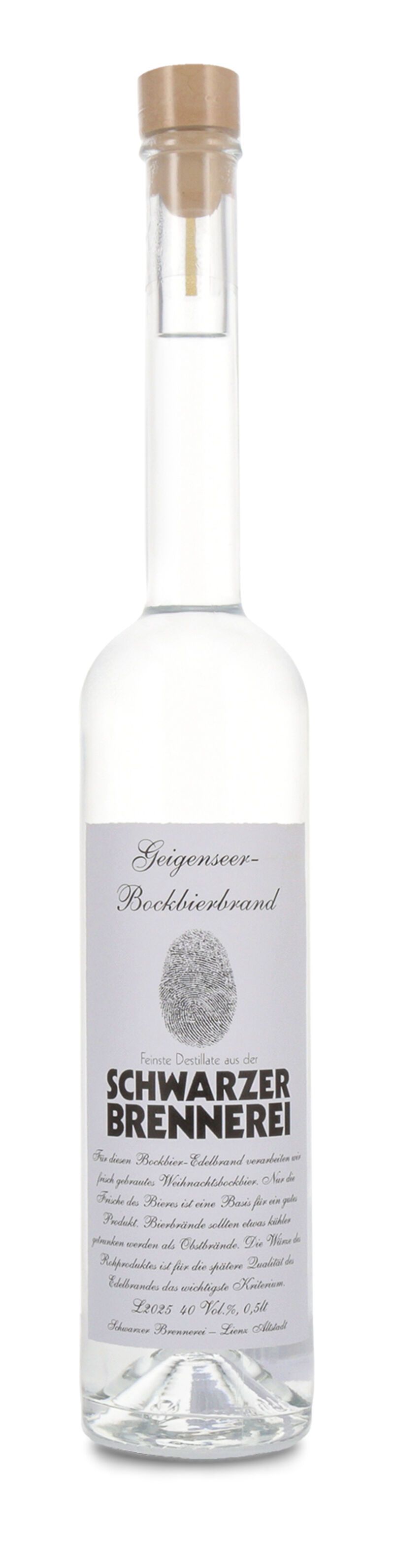 Schwarzer Bockbieredelbrand 40% vol. 0,50l