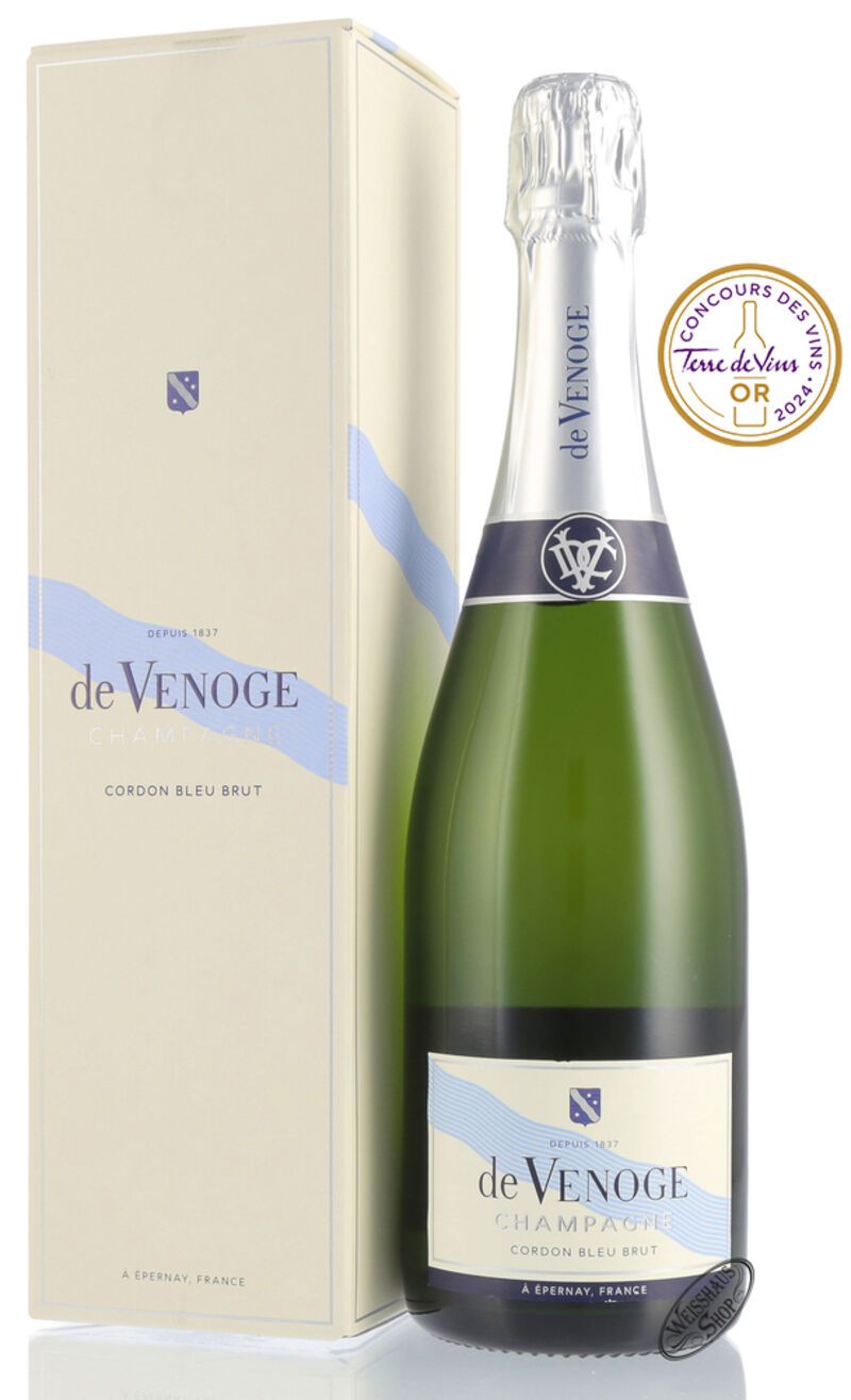 De Venoge Champagner Cordon Bleu Brut 12% vol. 0,75l Geschenkkarton De Venoge Champagner Cordon Bleu Brut 12% vol. 0,75l Geschenkkarton