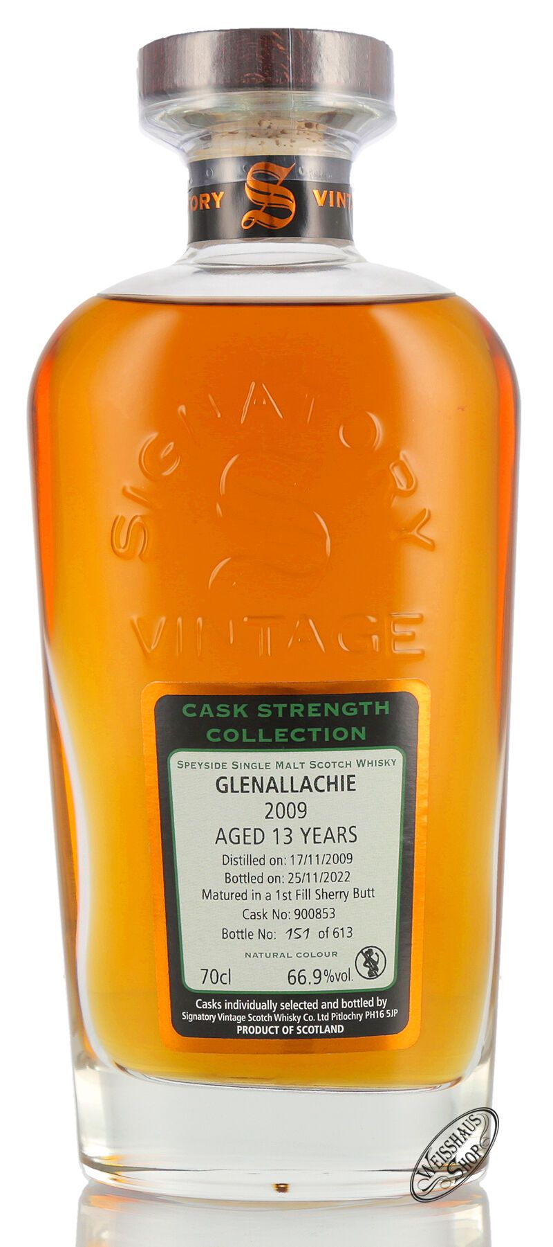GlenAllachie Vintage 2009 Signatory Whisky 66,9% vol. 0,70l GlenAllachie Vintage 2009 Signatory Whisky 66,9% vol. 0,70l