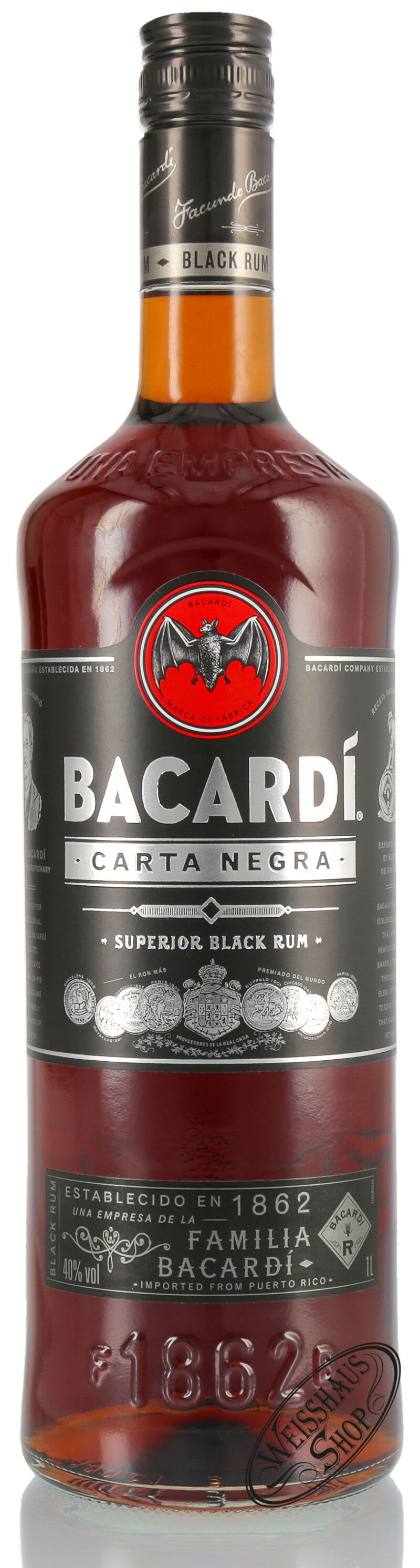 Bacardi Carta Negra 40% vol. 1,0l Bacardi Carta Negra 40% vol. 1,0l