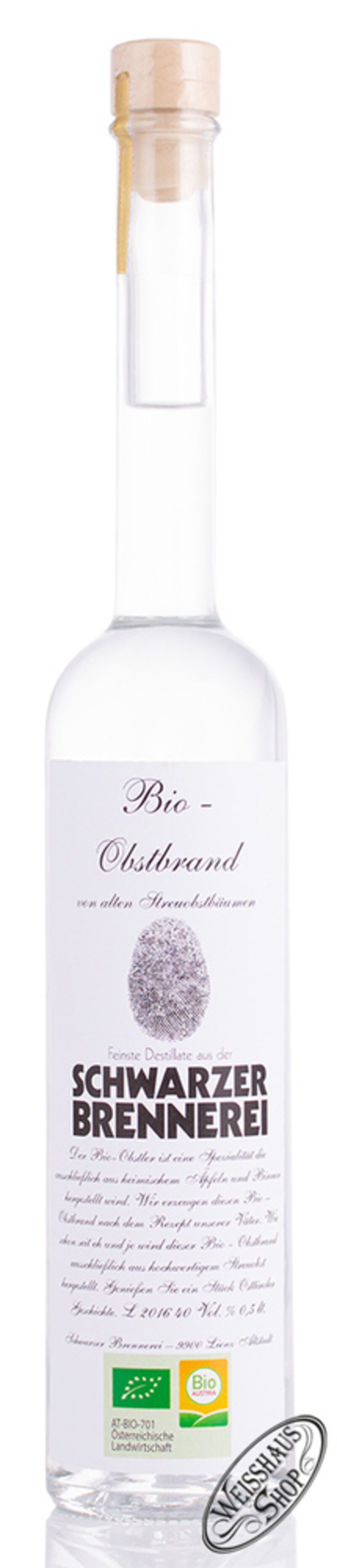 Schwarzer Bio Obstbrand 40% vol. 0,50l
