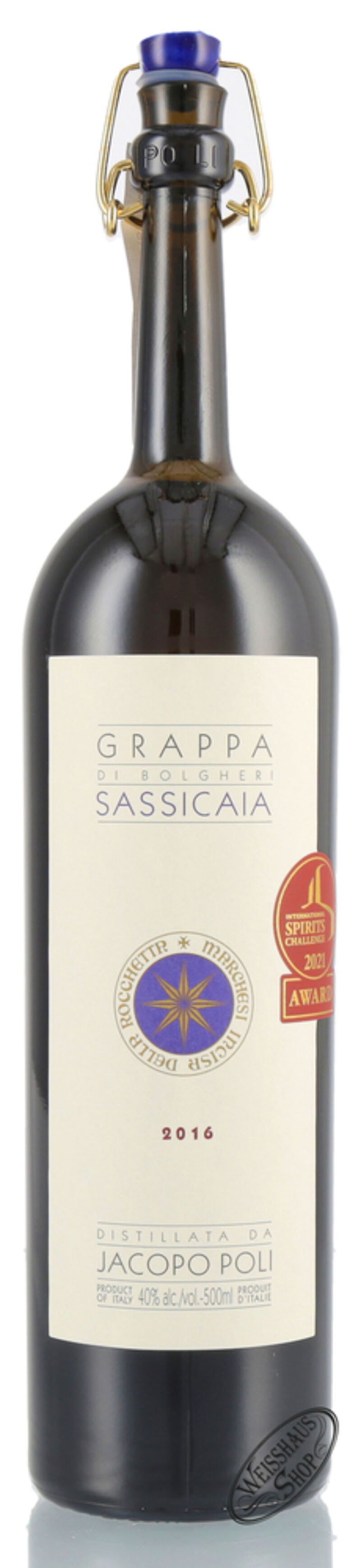 Poli Grappa Barili di Sassicaia 40% vol. 0,50l B-Ware
