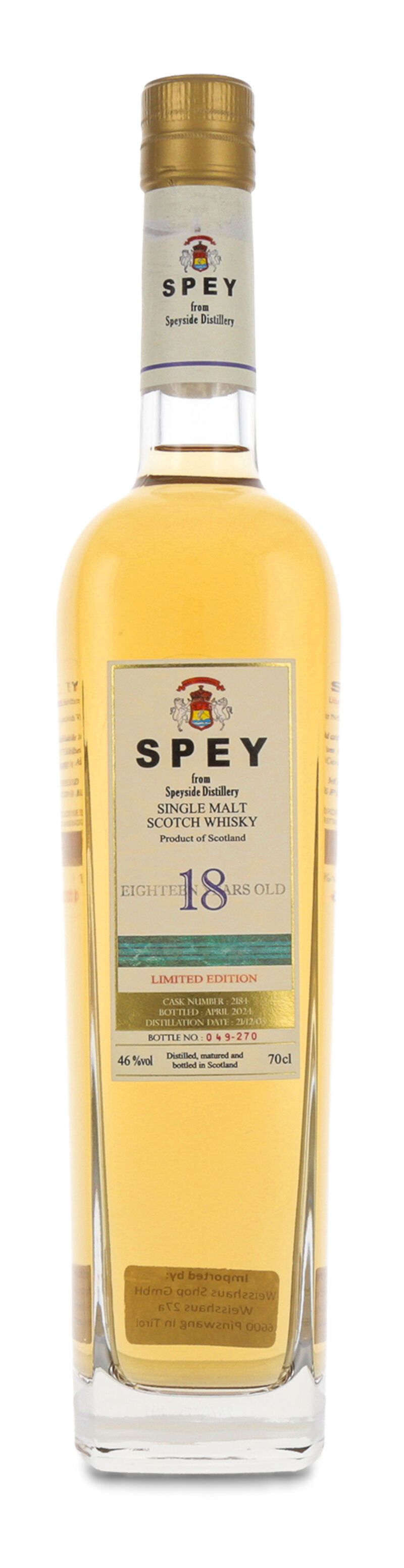 Spey 18 YO Single Malt Whisky 46% vol. 0,70l
