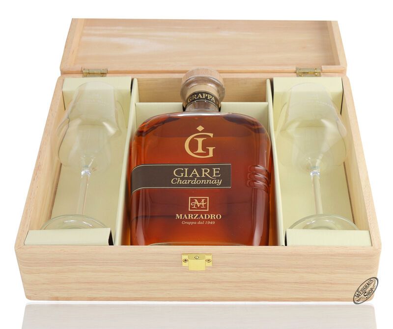 Marzadro Grappa Le Giare Chardonnay Geschenk-Set 45% vol. 0,70l
