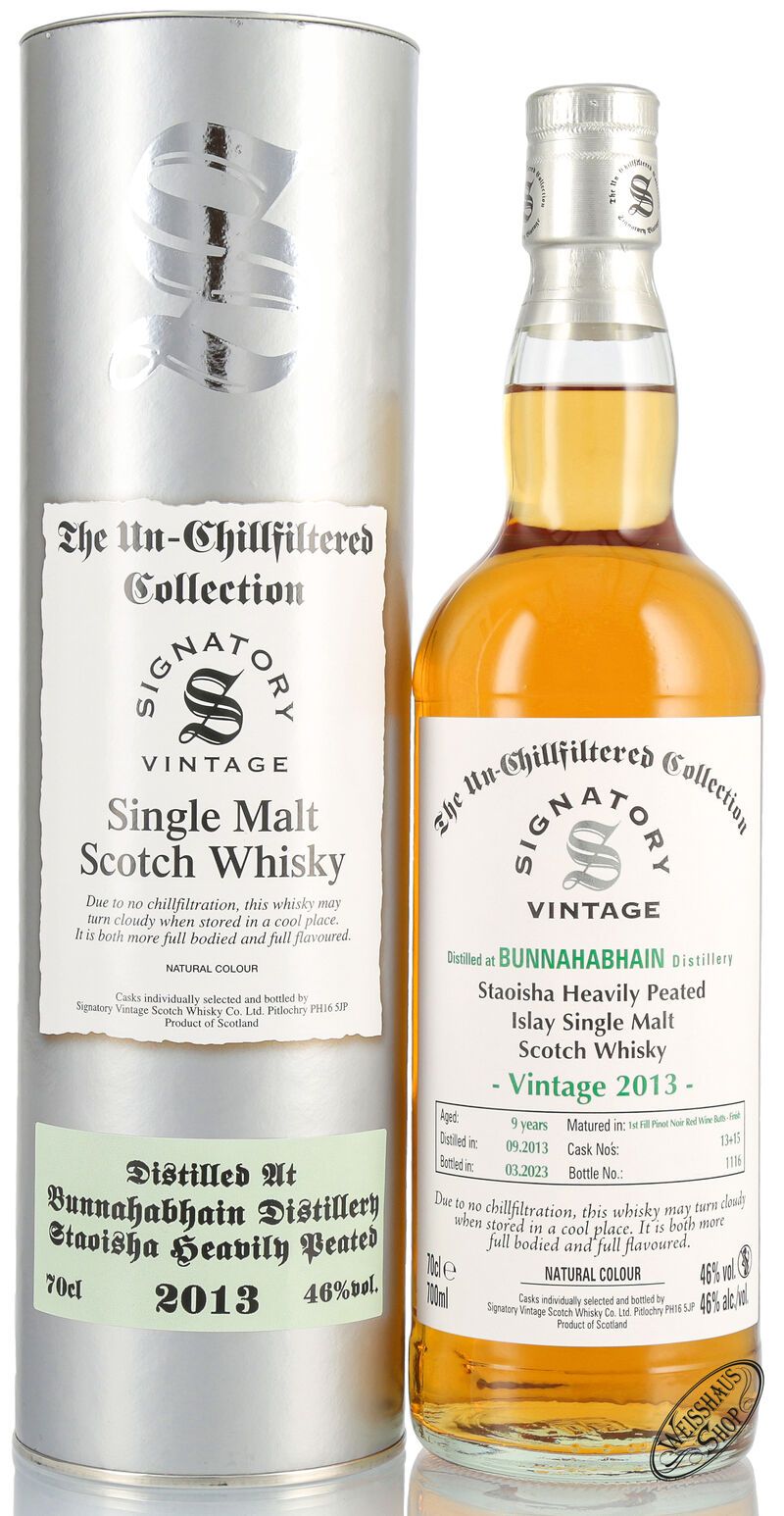 Bunnahabhain Staoisha Vintage 2013 Signatory Un-Chillfiltered Whisky 46% vol. 0,70l Bunnahabhain Staoisha Vintage 2013 Signatory Un-Chillfiltered Whisky 46% vol. 0,70l