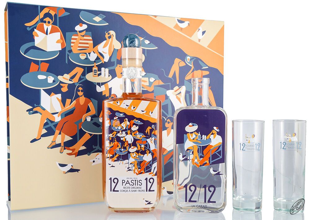 Pastis de Saint Tropez 12/12 "La Caraffe" Geschenk-Set 45% vol. 0,70l