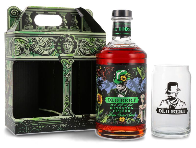 Old Bert Kingston Spiced Rum Geschenk-Set 40% vol. 0,70l Old Bert Kingston Spiced Rum Geschenk-Set 40% vol. 0,70l