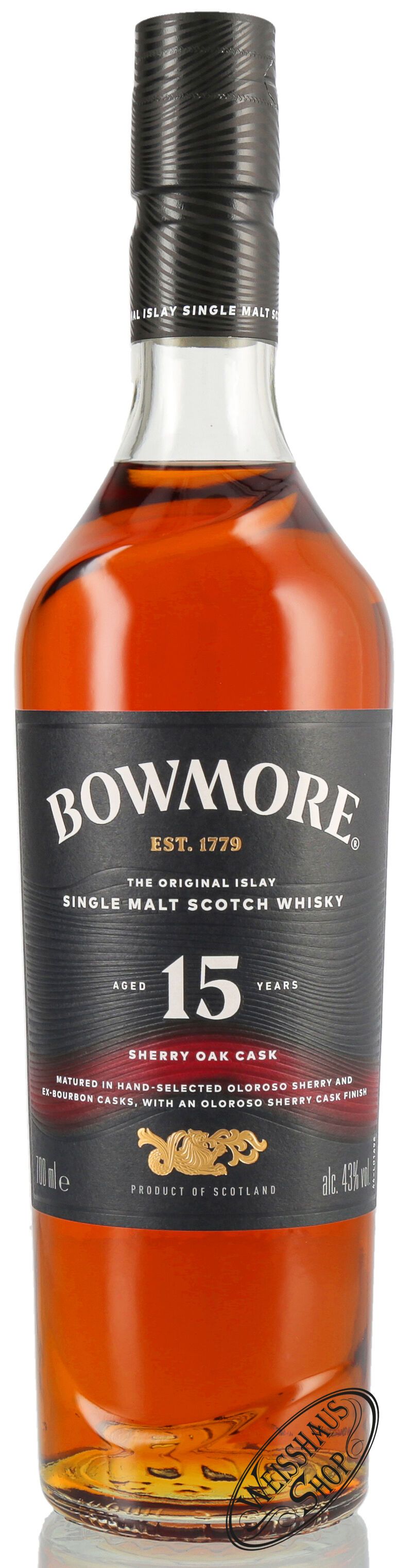 Bowmore 15 YO Sherry Oak Cask Islay Whisky 43% vol. 0,70l Bowmore 15 YO Sherry Oak Cask Islay Whisky 43% vol. 0,70l