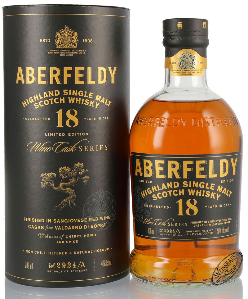 Aberfeldy 18 YO Sangiovese Red Wine Cask Finish Whisky 46% vol. 0,70l Aberfeldy 18 YO Sangiovese Red Wine Cask Finish Whisky 46% vol. 0,70l