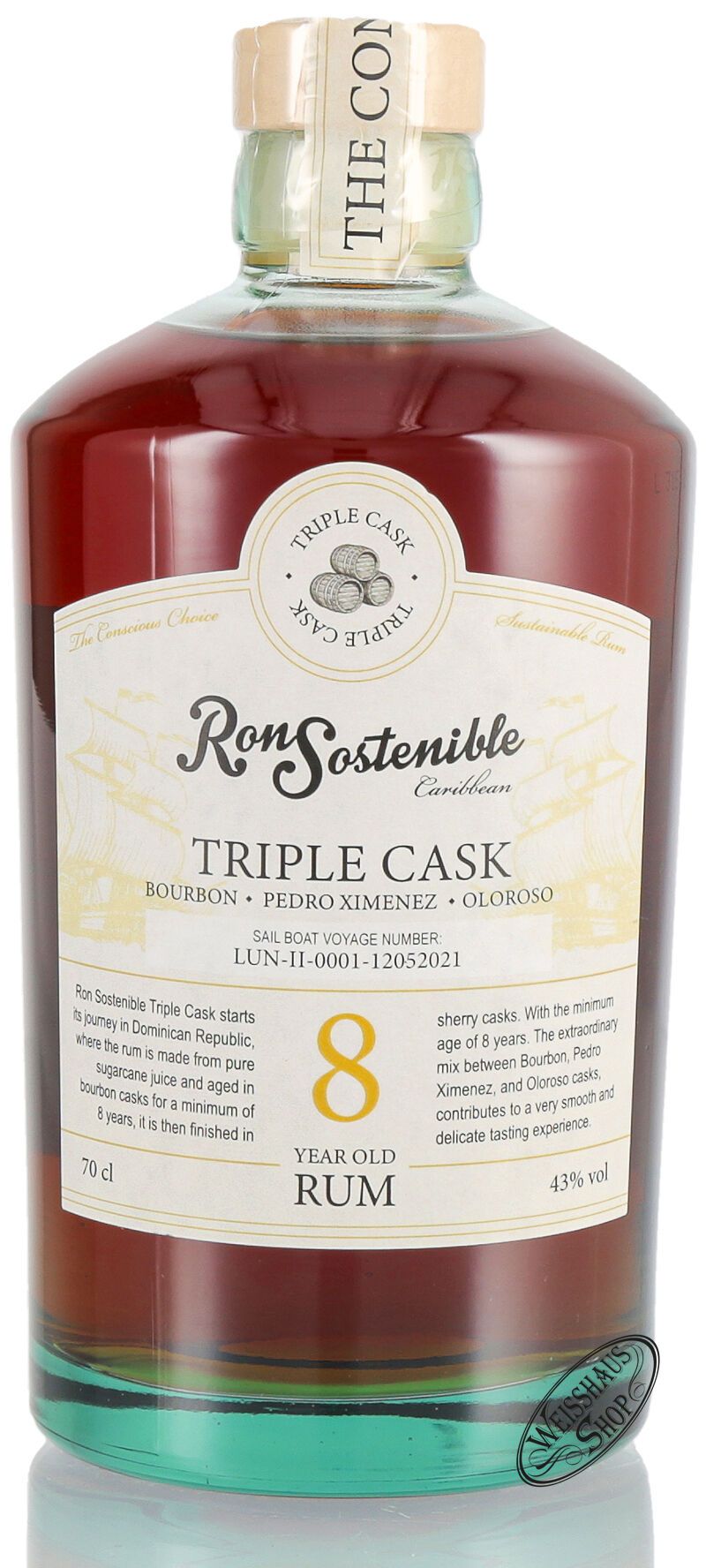 Ron Sostenible 8 YO Triple Cask Rum 43% vol. 0,70l Ron Sostenible 8 YO Triple Cask Rum 43% vol. 0,70l