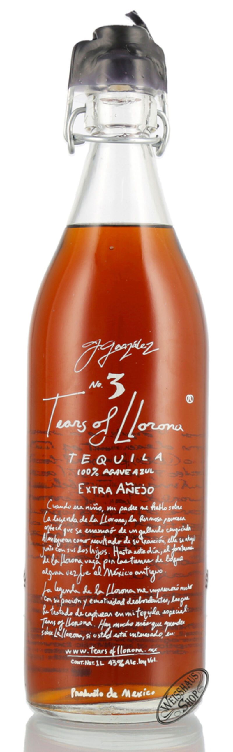 Tears of Llorona Extra Anejo 5 YO Tequila 43% vol. 1,0l Tears of Llorona Extra Anejo 5 YO Tequila 43% vol. 1,0l
