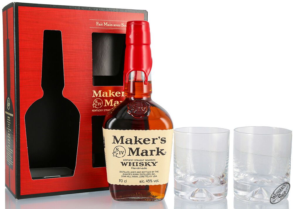 Maker's Mark Bourbon Whisky Gläser Geschenk-Set 45% vol. 0,70l Maker's Mark Bourbon Whisky Gläser Geschenk-Set 45% vol. 0,70l