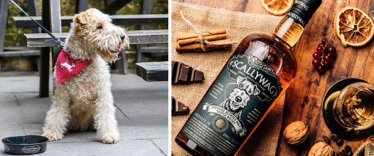 Hund und Scallywag Flasche