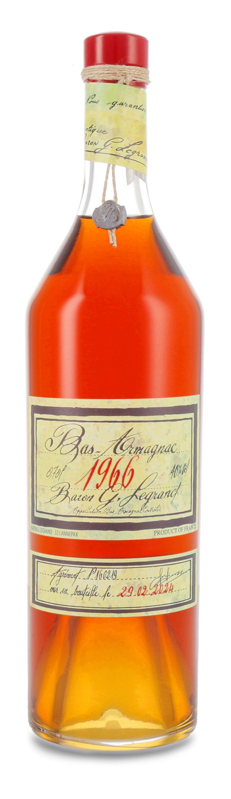 Lhéraud Baron Gaston Legrand 1966 Bas Armagnac 40% vol. 0,70l