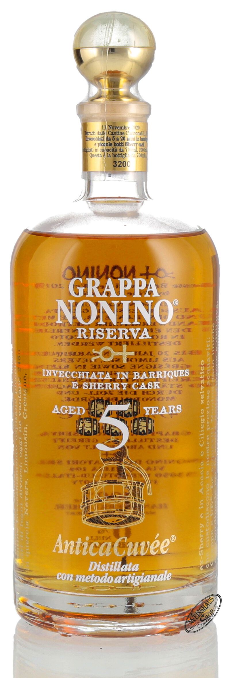 Nonino Grappa Riserva 5 YO AnticaCuvée 43% vol. 0,70l Nonino Grappa Riserva 5 YO AnticaCuvée 43% vol. 0,70l