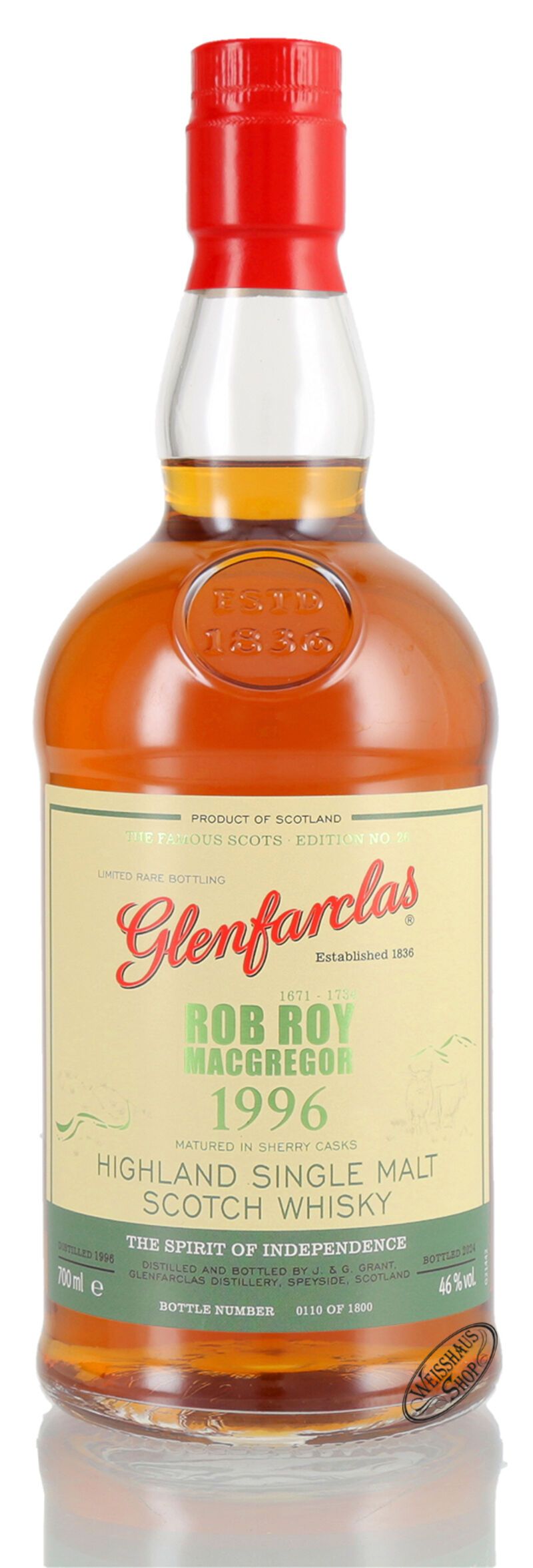Glenfarclas Vintage 1996 Rob Roy Macgregor Limited Editon Whisky 46% vol. 0,70l Glenfarclas Vintage 1996 Rob Roy Macgregor Limited Editon Whisky 46% vol. 0,70l