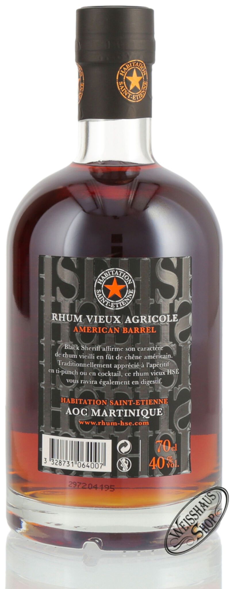 HSE Rhum Agricole Black Sheriff 40% vol. 0,70l HSE Rhum Agricole Black Sheriff 40% vol. 0,70l