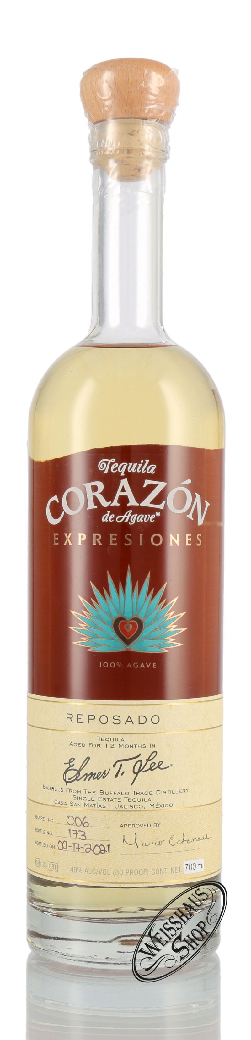 Corazon Expresiones Elmer T. Lee Reposado Tequila 40% vol. 0,70l Corazon Expresiones Elmer T. Lee Reposado Tequila 40% vol. 0,70l