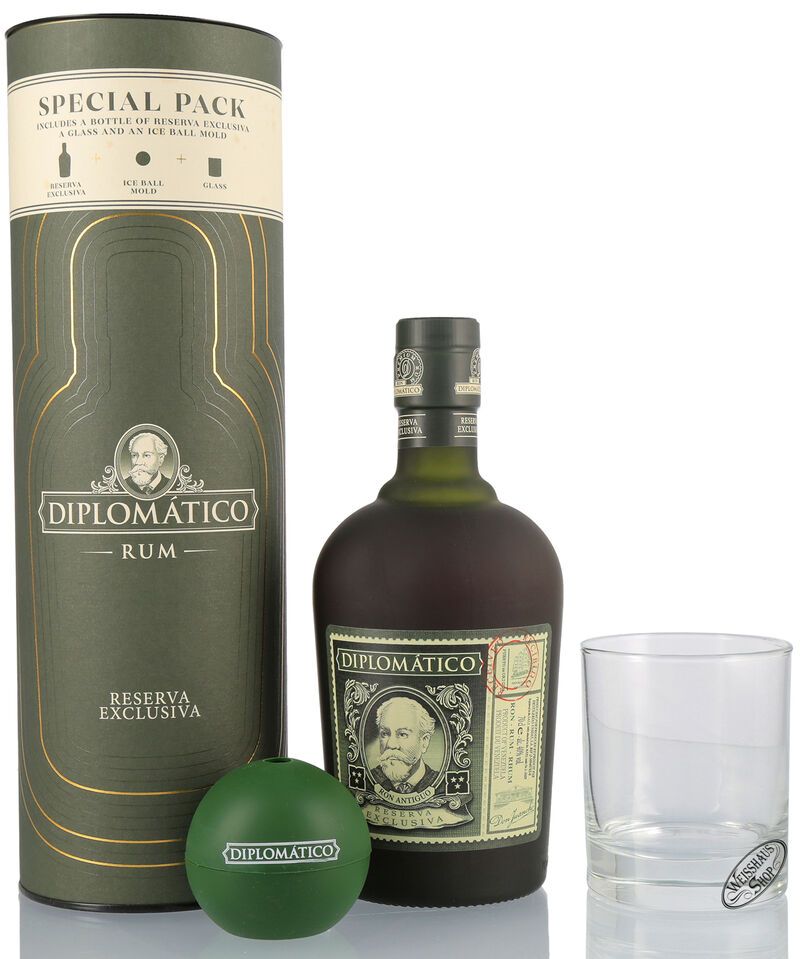 Diplomatico Reserva Exclusiva 12 YO Rum Geschenk-Set 40% vol. 0,70l Diplomatico Reserva Exclusiva 12 YO Rum Geschenk-Set 40% vol. 0,70l