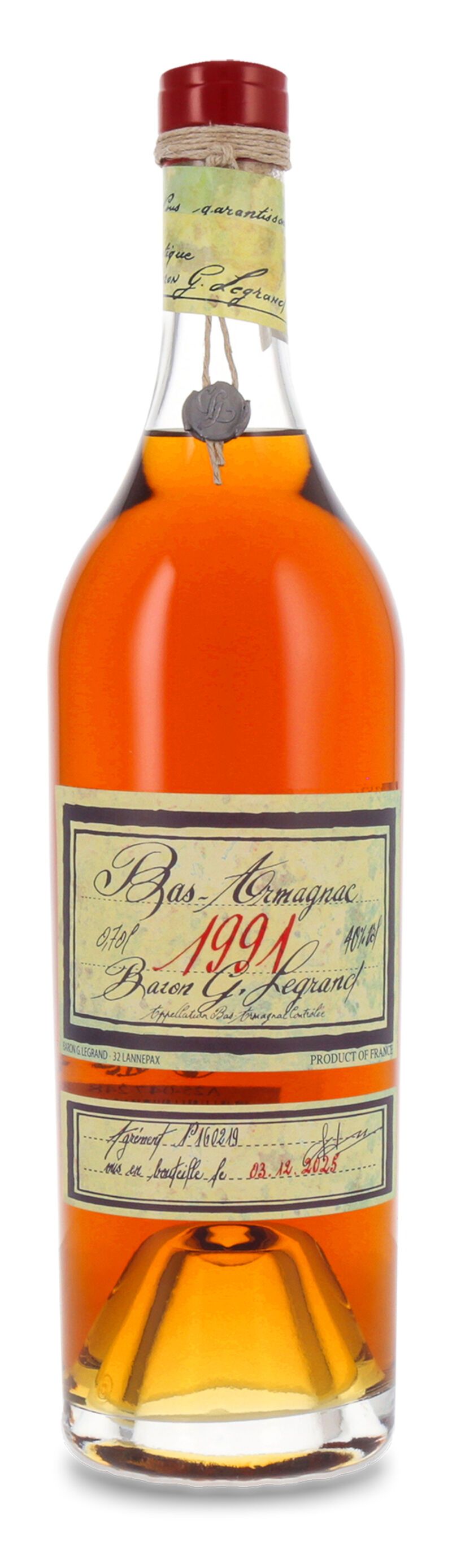 Lhéraud Baron Gaston Legrand 1991 Bas Armagnac 40% vol. 0,70l