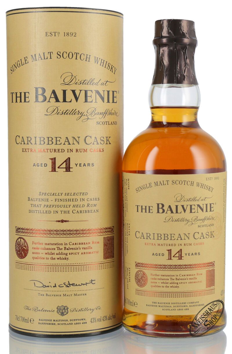 The Balvenie 14 YO Caribbean Cask Whisky 43% vol. 0,70l
