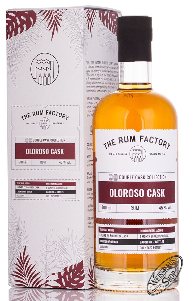 The Rum Factory 8 YO Oloroso Cask Finished Rum 45% vol. 0,70l The Rum Factory 8 YO Oloroso Cask Finished Rum 45% vol. 0,70l