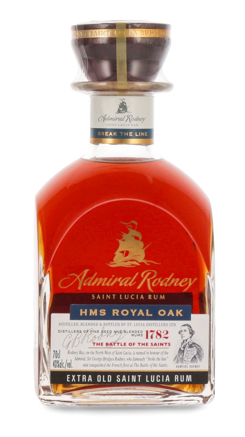 St. Lucia HMS Royal Oak Admiral Rodney Rum 40% vol. 0,70l B-Ware
