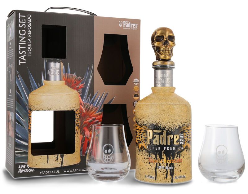 Padre Azul Reposado Tequila Geschenk-Set 40% vol. 0,70l Padre Azul Reposado Tequila Geschenk-Set 40% vol. 0,70l